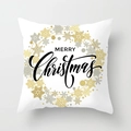Λεπτομέρεια με νιφάδες χιονιού και κείμενο Merry Christmas σε λευκή μαξιλαροθήκη - Λευκή Χιονονιφάδα Κύκλος Γράμματα (DRD312-3)