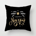 Λεπτομέρεια Happy New Year και χρυσό αστέρι σε μαύρη εορταστική θήκη μαξιλαριού - Μαύρο Χρυσό Καλή Χρονιά (DRD312-17)