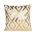 White square cushion cover featuring geometric gold foil rhombus lines and metallic finish - 45x45cm / Geometric Rhombus Lines (TJD-07)