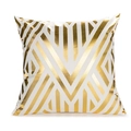 Square white pillowcase featuring golden metallic geometric stripes in modern style - 45x45cm / V-shaped Modern Stripes (TJD-09)