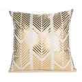 White square cushion cover with gold foil chevron geometric pattern and metallic finish - 45x45cm / Herringbone Geometric Pattern (TJD-12)