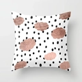 Fodera per cuscino quadrata con nuvole oro rosa e pois neri in stile minimalista - Taglia Personalizzata / Punti Neri e Nuvole Oro Rosa (DRD120-33)