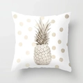 Federa per cuscino bianca con stampa di ananas argento e pois dorati a paillettes - 45x45 / Ananas Argentato e Pois Dorati (DRD120-7) / 0.0