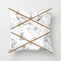 Pink marble pattern square throw pillow cover with golden geometric lines for home sofa - Marble Pattern Brown Cross Style (CRD07-11)