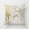 Pink marble velvet pillow cover with gold veins for modern sofa and home decor - Gold Veined Marble Luxury Style (CRD07-12)