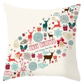 Christmas Reindeer and Snowflake Throw Pillow Cover for Holiday Home Decor - Diagonal Festive Decoration Style (DRD198-26)