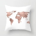 Pink minimalist pillow case with rose gold world map print on white fabric - Custom Size / Rose Gold World Map Style (DRD120-18)