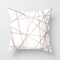Modern square throw pillow cover with rose gold geometric lines on white fabric - 45x45cm / Rose Gold Crossed Lines (DRD120-19)