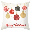 Detail of Christmas reindeer pillowcase with festive red and gold snowflake patterns - Hand-painted Christmas Balls and Gold Snowflakes Style (DRD198-18)