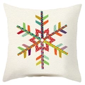Close-up detail of geometric snowflake pattern on soft peach skin fabric cushion cover - Pop Style Geometric Snowflake Patchwork Style (DRD198-19)