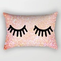 Pink sequin eyelashes rectangular pillowcase with glitter effect for home decor - 30x50 / Peach Glitter Eyelashes Style (DRD130-4)