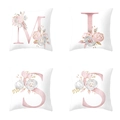 Set of four rose gold alphabet pillow covers featuring M-I-S-S with floral patterns - 45cmx45cm / M, I, S, S Letter Pattern Set Style (ZH-MISS)