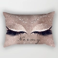 Customized rose gold sequin pillow cover with eyelash pattern and Noemy name print - 30x50 / Custom Name Glitter Style (DRD130-12)
