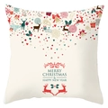 Detailed close-up of Christmas reindeer and snowflake patterns on a white pillowcase - Red and Green Festive Reindeer Style (DRD198-22)