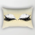 Rectangle lumbar pillow cover with eyelash print and sequins on beige fabric - 30x50 / Beige Glitter Eyelashes Style (DRD130-14)