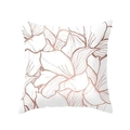 Pink minimalist geometric throw pillow cover with rose gold floral line art - 45x45cm / Rose Gold Floral Lines (DRD120-13)