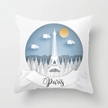 Detailed 3D paper cut style Eiffel Tower and Paris theme on white square pillowcase - White Paper Cut Style Paris (DRD203-6) / 18x18 Inch