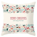 Christmas reindeer snowflake pillowcase with Merry Christmas and Happy New Year print - Symmetric Red and Green Reindeer Style (DRD198-15)