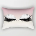 Pink and white gradient lumbar pillow cover with eyelash and silver glitter eyeshadow - 30x50 / Pink White Gradient Eyelashes Style (DRD130-16)