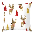 Christmas cushion cover with festive reindeer and tree patterns on white fabric - 45x45cm / Cute Reindeer and Christmas Tree Style (DRD207-18)