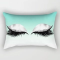 Tiffany blue and white gradient lumbar pillowcase with eyelash pattern and silver glitter - 30x50 / Tiffany Blue Gradient Eyelashes Style (DRD130-19)