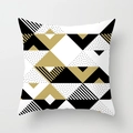 Detailed texture of peach skin pillowcase featuring modern geometric Art Deco patterns - Black Gold White Art Deco Geometric (DRD205-11)