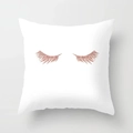 Pink minimalist pillow case with rose gold glitter eyelashes on white fabric - Custom Size / Rose Gold Glitter Eyelashes (DRD120-23)