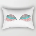 Rectangular white pillowcase with mint green and rose gold sequin eyelash pattern - 30x50 / Mint Green Glitter Eyelashes Style (DRD130-22)