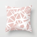 Pink minimalist cushion cover with artistic white geometric lines on a square pillowcase - Pink Hand-painted Line Pattern (Style-3)