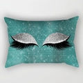 Turquoise rectangle cushion cover with stylish silver glitter eyelash print - 30x50 / Teal Glitter Eyelash Style (DRD130-23)