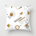 Detailansicht des modernen geometrischen Musters auf Pfirsichhaut-Kissenbezug mit Goldakzenten - Schwarz Weiß Gold Punkte Geometrisch (DRD205-3)