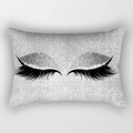 Rectangular eyelash throw pillow cover with silver glitter eyeshadow and closed eyes - 30x50 / Silver Gray Glitter Eyelashes Style (DRD130-24)