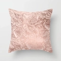 Pink minimalist cushion cover with metallic rose gold floral and paisley patterns - Custom Size / Rose Gold Floral Texture (DRD120-27)