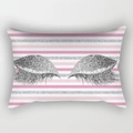 Rectangular pillowcase with pink and silver glitter stripes and eyelash pattern - 30x50 / Pink White Stripe Glitter Style (DRD130-25)