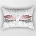 Rectangular white pillowcase with rose gold glitter eyelashes and silver dots design - 30x50 / White Glitter Dots Eyelashes Style (DRD130-26)