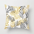 Detail of peach skin fabric pillowcase with black and gold palm leaf art print - Modern Black Gold Palm Leaves (DRD205-15)