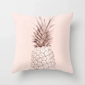 Square blush pink throw pillow cover featuring a rose gold pineapple art print - Custom Size / Pink Background Rose Gold Pineapple (DRD120-25)