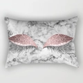 Rectangle lumbar pillow cover with marble texture and pink glitter eyelash design - 30x50 / Gray Marble Eyelashes Style (DRD130-28)