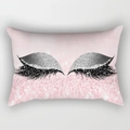 Pink lumbar pillow cover with eyelash pattern and glitter detail for sofa - 30x50 / Pink Glitter Base Eyelashes Style (DRD130-29)