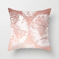 Square pink pillow cover with rose gold world map print on a soft white fabric base - Vintage World Map Style (Style 1)