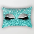 Teal glitter pillowcase with silver eyelids and long black eyelashes print - 30x50 / Teal Glitter Texture Style (DRD130-32)