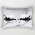 Rectangular marble texture pillow case featuring eyelashes with silver glitter details - 30x50 / White Marble Eyelashes Style (DRD130-33)