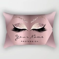 Pink rectangular eyelash pillowcase with rose gold sequins and customizable text - 30x50 / Custom Name Pink Style (DRD130-35)