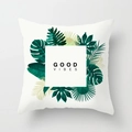 Nordic style white cushion cover with tropical green leaves and GOOD VIBES text print - Good Vibes White Green Style (DRD123-12)