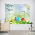 Abstrakter Happy Easter Wandteppich mit bunten Eiern und Schmetterlingen auf Blau - 95x73 / Hellblaues Verträumtes Ei (GT02-19)