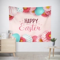Wandteppich zu Ostern in Rosa mit dekorativen bunten Eiern und Gänseblümchen - 95x73 / Rosa Blumenei (GT02-14)