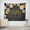 Wandteppich zu Ostern in Schwarz und Gold mit dekorativen Eiern für die Wanddeko - 95x73 / Schwarzgoldenes Ostern (GT02-13)