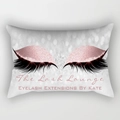 Rectangular eyelash lash lounge pillow cover with pink glitter eyeshadow print - 30x50 / Beauty Salon Theme Style (DRD130-41)