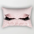 Pink lumbar pillow case featuring long eyelashes print and Hello Gorgeous text - 30x50 / Light Pink Hello Gorgeous Style (DRD130-42)