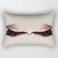 Rectangular pillowcase with eyelash eyes design and pink glitter texture print - 30x50 / Rose Gold Glitter Background Style (DRD130-43)